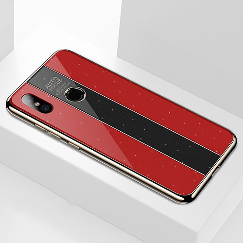 Silicone Frame Mirror Case Cover A01 for Xiaomi Mi 8 Red