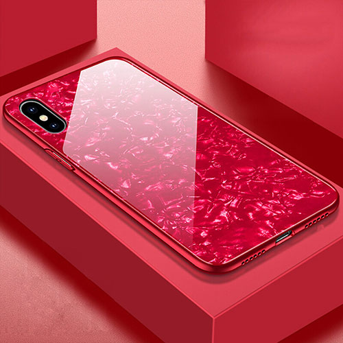 Silicone Frame Mirror Case Cover for Apple iPhone X Red