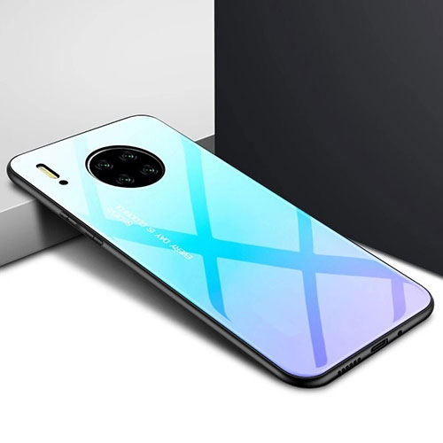 Silicone Frame Mirror Case Cover for Huawei Mate 30 Pro Sky Blue