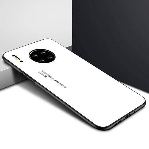 Silicone Frame Mirror Case Cover for Huawei Mate 30 White