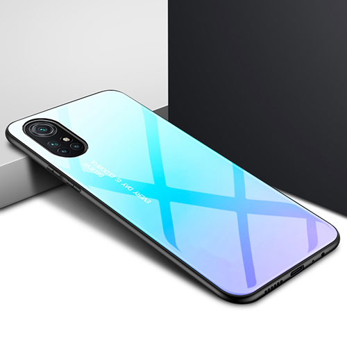 Silicone Frame Mirror Case Cover for Huawei Nova 8 Pro 5G Sky Blue