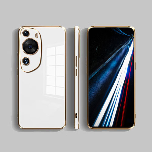 Silicone Frame Mirror Case Cover for Huawei P60 Art White