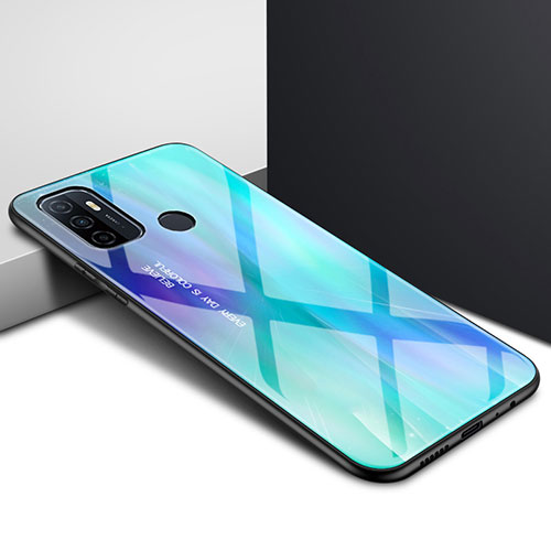 Silicone Frame Mirror Case Cover for Oppo A11s Cyan