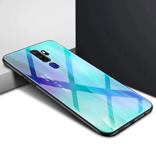 Silicone Frame Mirror Case Cover for Oppo A11X Cyan