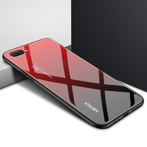Silicone Frame Mirror Case Cover for Oppo A5 Red