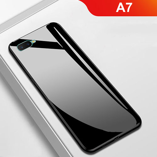Silicone Frame Mirror Case Cover for Oppo A7 Black