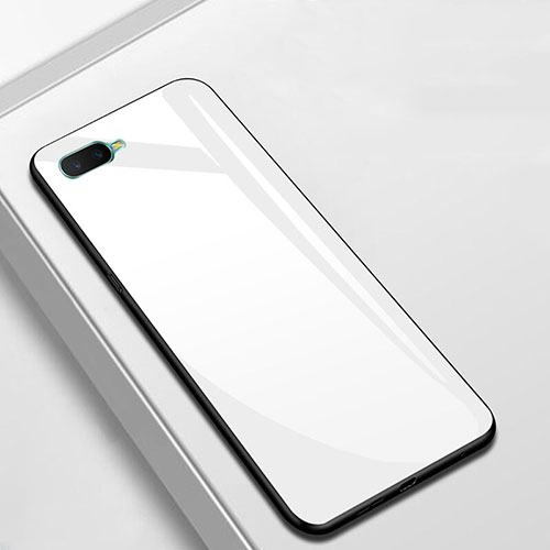 Silicone Frame Mirror Case Cover for Oppo A7 White