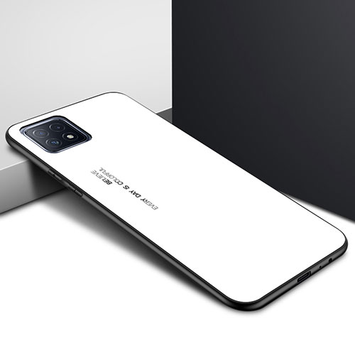 Silicone Frame Mirror Case Cover for Oppo A73 5G White