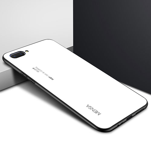 Silicone Frame Mirror Case Cover for Oppo AX5 White