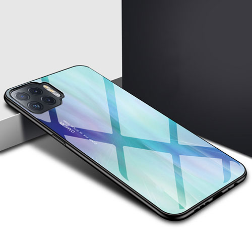 Silicone Frame Mirror Case Cover for Oppo F17 Pro Cyan