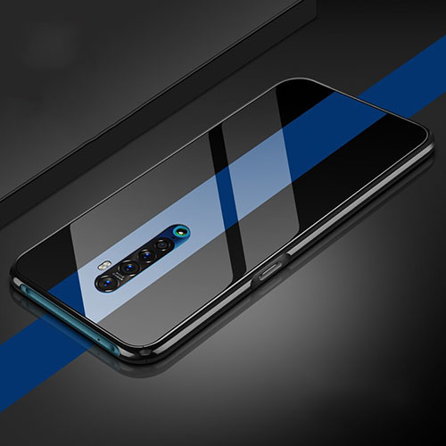 Silicone Frame Mirror Case Cover for Oppo Reno2 Blue