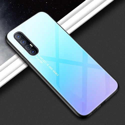 Silicone Frame Mirror Case Cover for Oppo Reno3 Pro Sky Blue