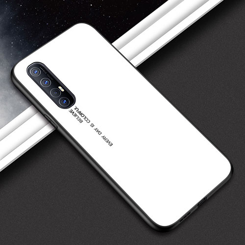 Silicone Frame Mirror Case Cover for Oppo Reno3 Pro White