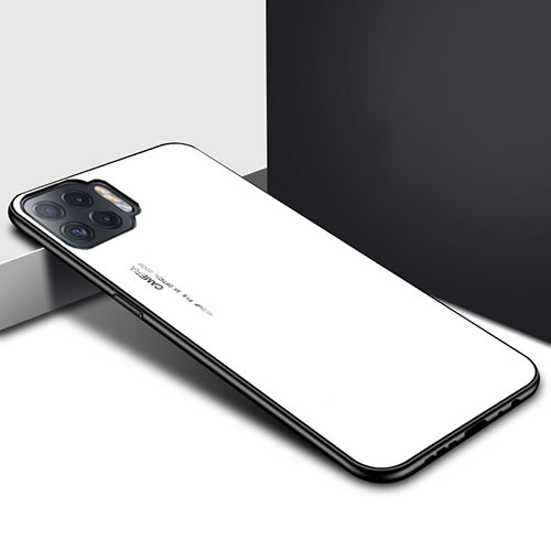 Silicone Frame Mirror Case Cover for Oppo Reno4 F White