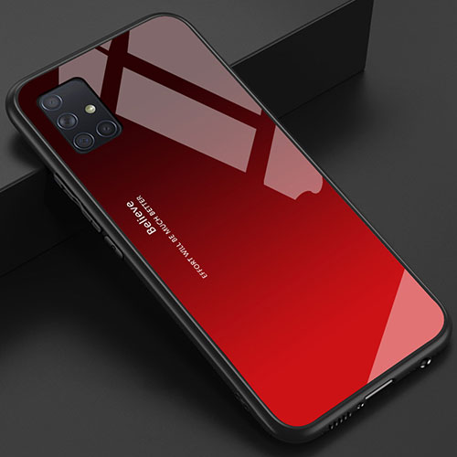 Silicone Frame Mirror Case Cover for Samsung Galaxy A51 4G Red