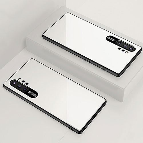 Silicone Frame Mirror Case Cover for Samsung Galaxy Note 10 Plus White