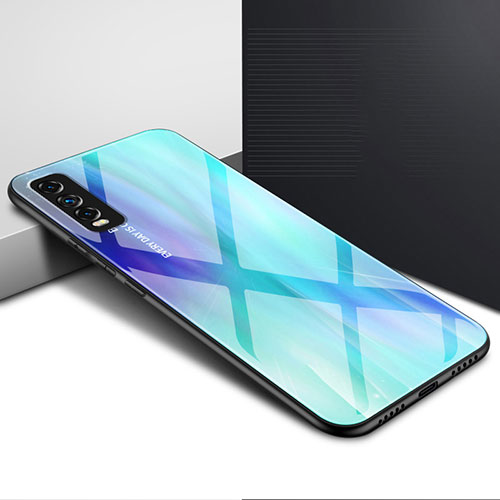 Silicone Frame Mirror Case Cover for Vivo Y11s Sky Blue