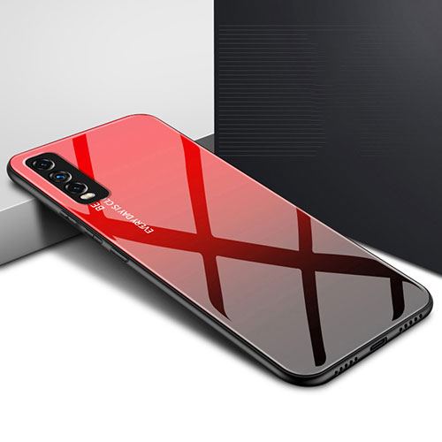 Silicone Frame Mirror Case Cover for Vivo Y20 Red