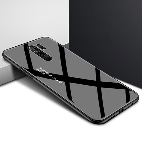 Silicone Frame Mirror Case Cover for Xiaomi Redmi 9 Prime India Black