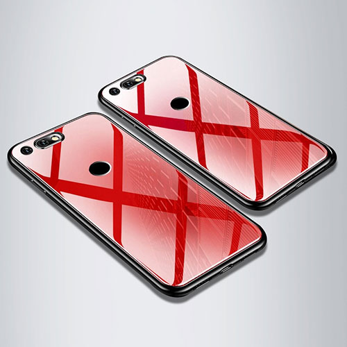 Silicone Frame Mirror Case Cover M01 for Huawei Honor V20 Red