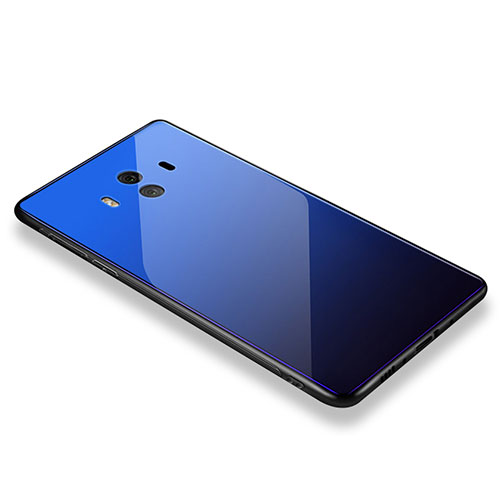 Silicone Frame Mirror Case Cover M01 for Huawei Mate 10 Blue