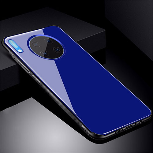 Silicone Frame Mirror Case Cover M01 for Huawei Mate 30 Blue