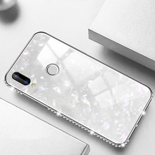 Silicone Frame Mirror Case Cover M01 for Huawei Nova 3e White