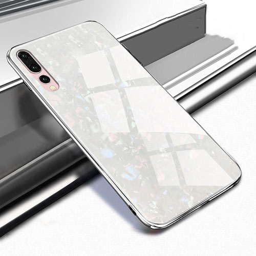 Silicone Frame Mirror Case Cover M01 for Huawei P20 Pro White