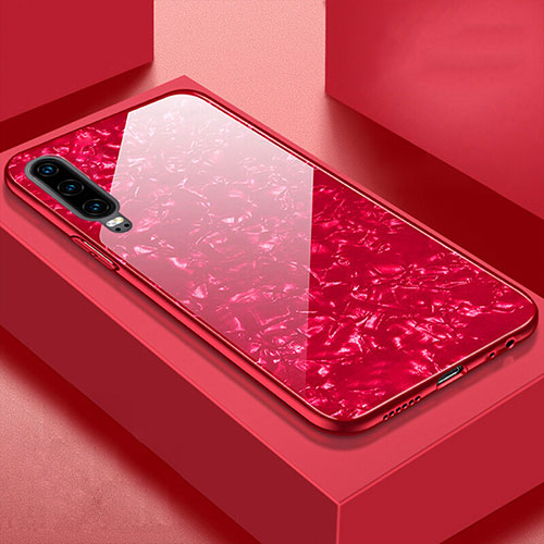 Silicone Frame Mirror Case Cover M01 for Huawei P30 Red