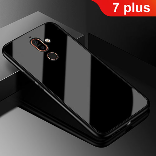 Silicone Frame Mirror Case Cover M01 for Nokia 7 Plus Black