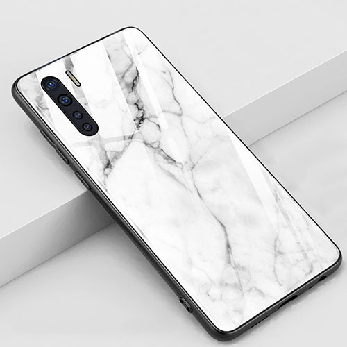 Silicone Frame Mirror Case Cover M01 for Oppo A91 White