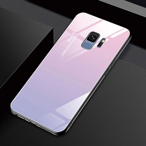 Silicone Frame Mirror Case Cover M01 for Samsung Galaxy S9 Pink