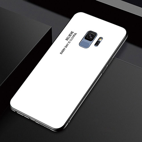 Silicone Frame Mirror Case Cover M01 for Samsung Galaxy S9 White