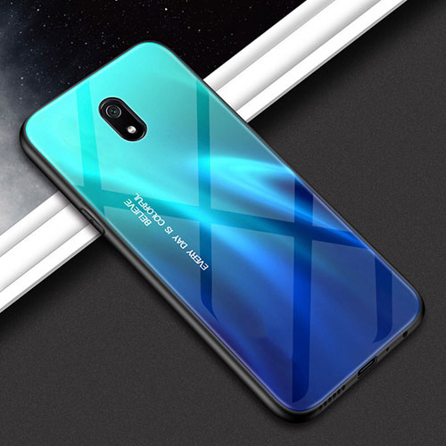 Silicone Frame Mirror Case Cover M01 for Xiaomi Redmi 8A Cyan