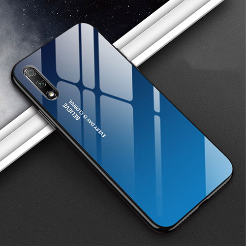 Silicone Frame Mirror Case Cover M02 for Huawei P Smart Z (2019) Blue