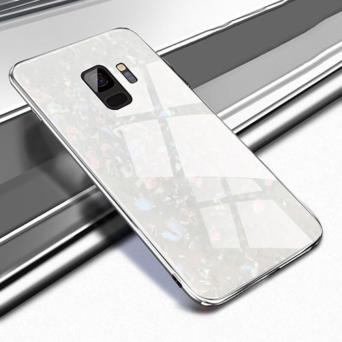 Silicone Frame Mirror Case Cover M02 for Samsung Galaxy S9 White