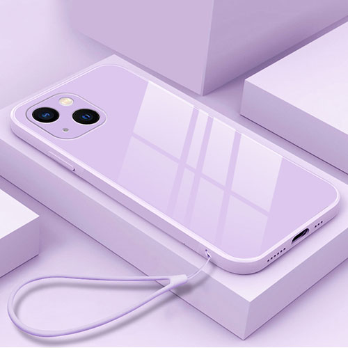 Silicone Frame Mirror Case Cover M03 for Apple iPhone 15 Purple