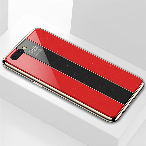 Silicone Frame Mirror Case Cover M03 for Oppo A12e Red