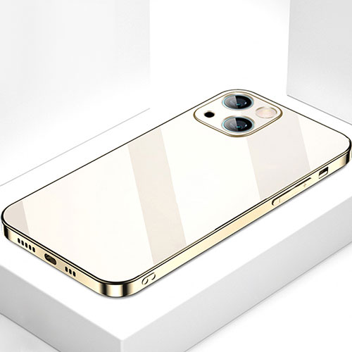 Silicone Frame Mirror Case Cover M09 for Apple iPhone 13 Gold