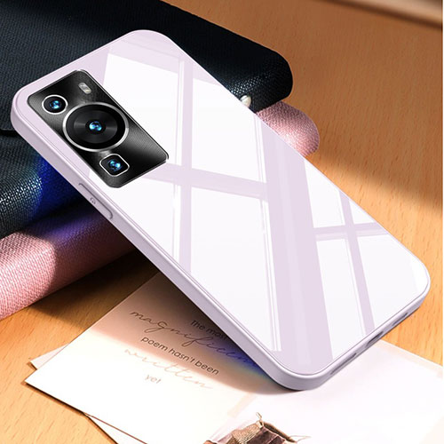 Silicone Frame Mirror Case Cover P01 for Huawei P60 Pro Clove Purple