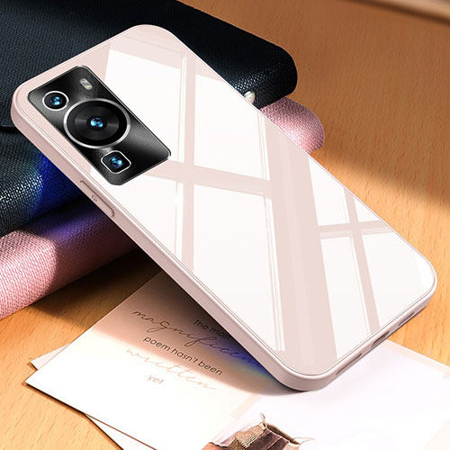 Silicone Frame Mirror Case Cover P01 for Huawei P60 Pro Rose Gold