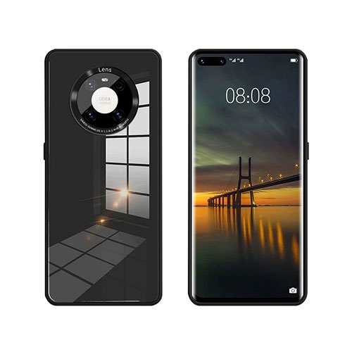 Silicone Frame Mirror Case Cover T01 for Huawei Mate 40 Pro Black