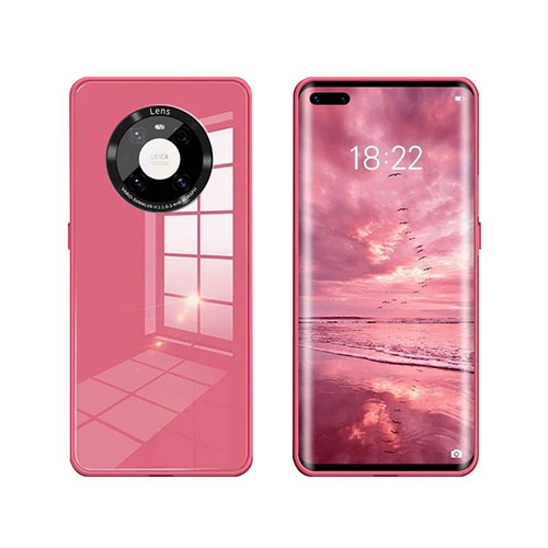 Silicone Frame Mirror Case Cover T01 for Huawei Mate 40 Pro Red Wine