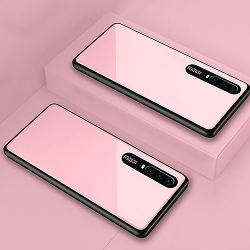 Silicone Frame Mirror Case Cover T01 for Huawei P30 Pink