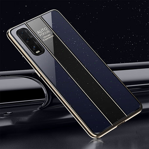 Silicone Frame Mirror Case Cover T01 for Oppo Find X2 Blue