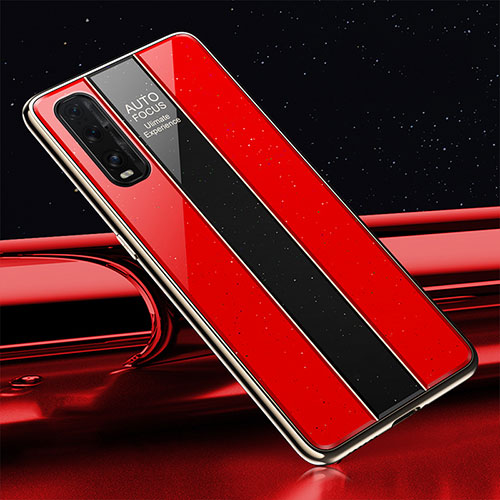 Silicone Frame Mirror Case Cover T01 for Oppo Find X2 Red