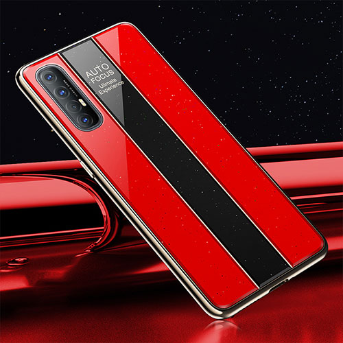 Silicone Frame Mirror Case Cover T01 for Oppo Reno3 Pro Red