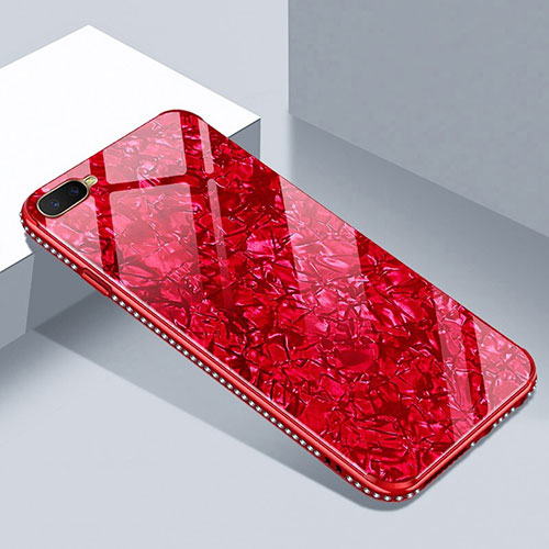 Silicone Frame Mirror Case Cover T02 for Oppo R17 Neo Red