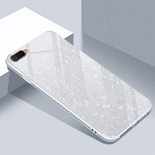 Silicone Frame Mirror Case Cover T02 for Oppo R17 Neo White