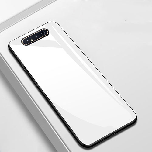 Silicone Frame Mirror Case Cover T02 for Samsung Galaxy A80 White